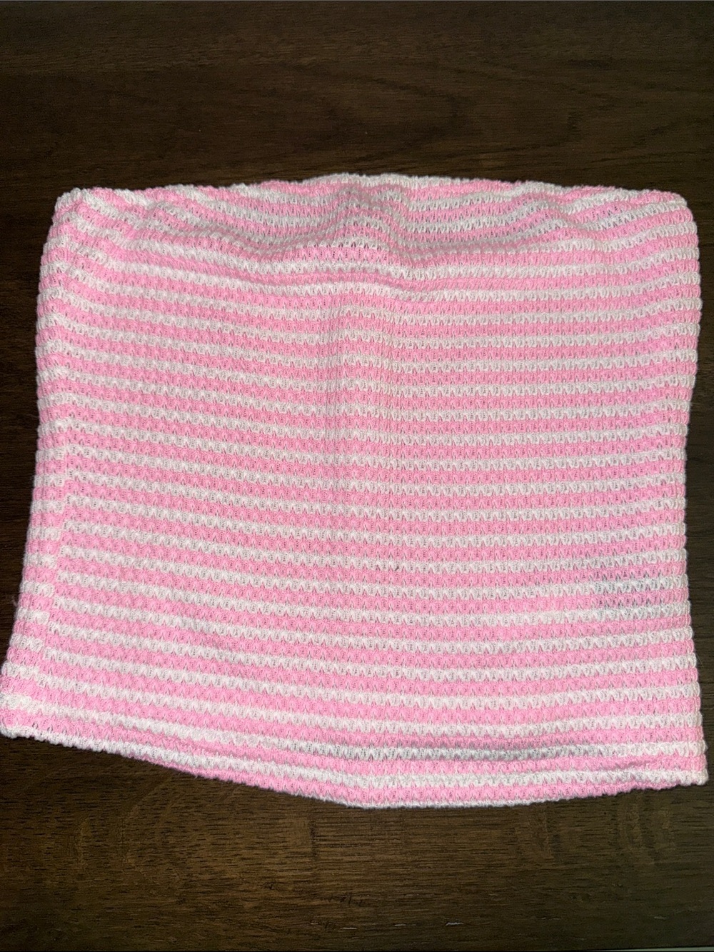 Womens Pink & White Striped Knit Tube Top